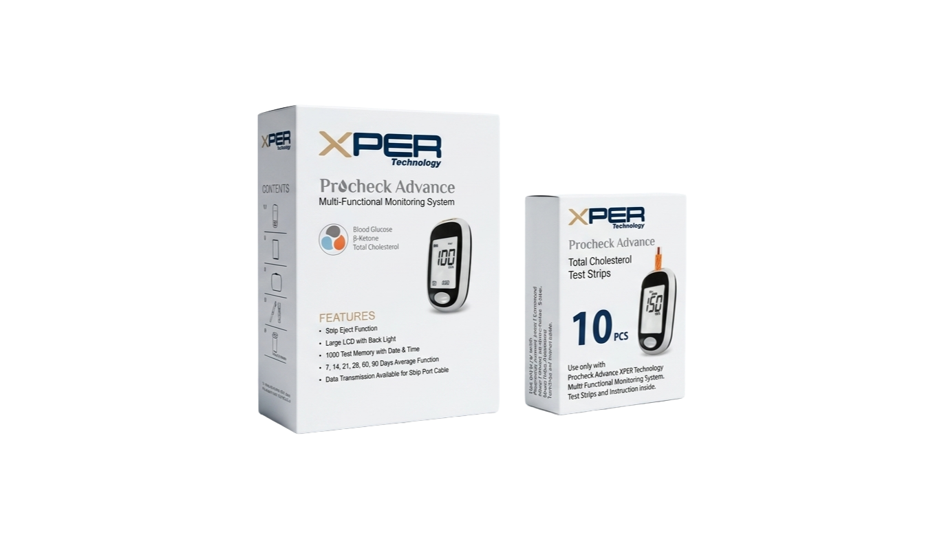 XPER Total Cholesterol Test Kit | Multi-Functional Monitor & 10
