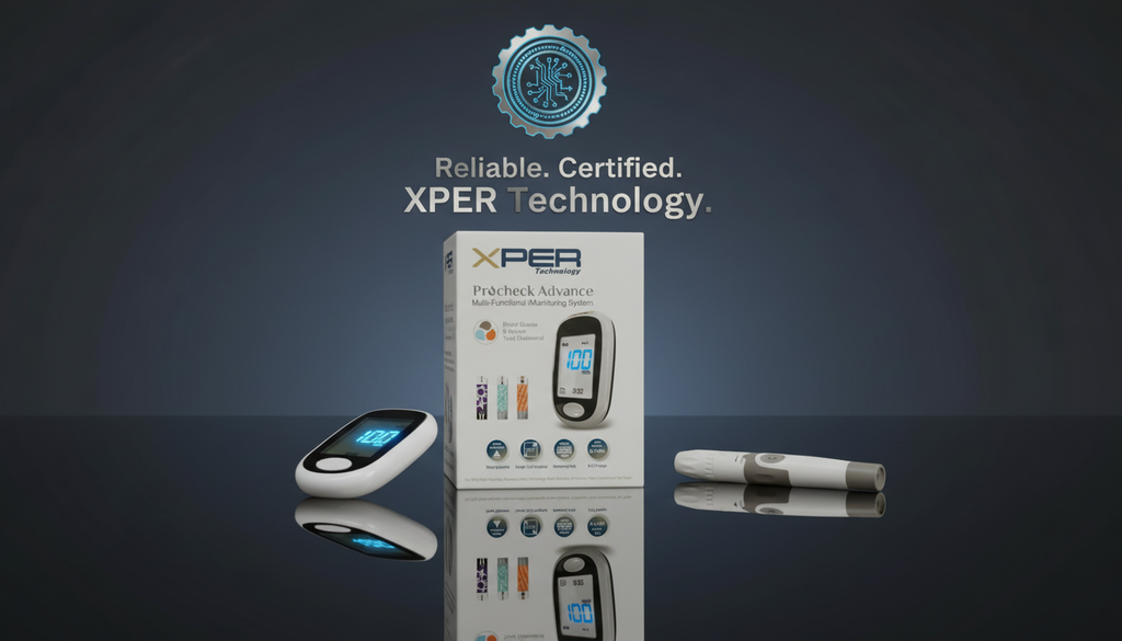 XPER Total Cholesterol Test Kit | Multi-Functional Monitor & 10 Cholesterol Strips