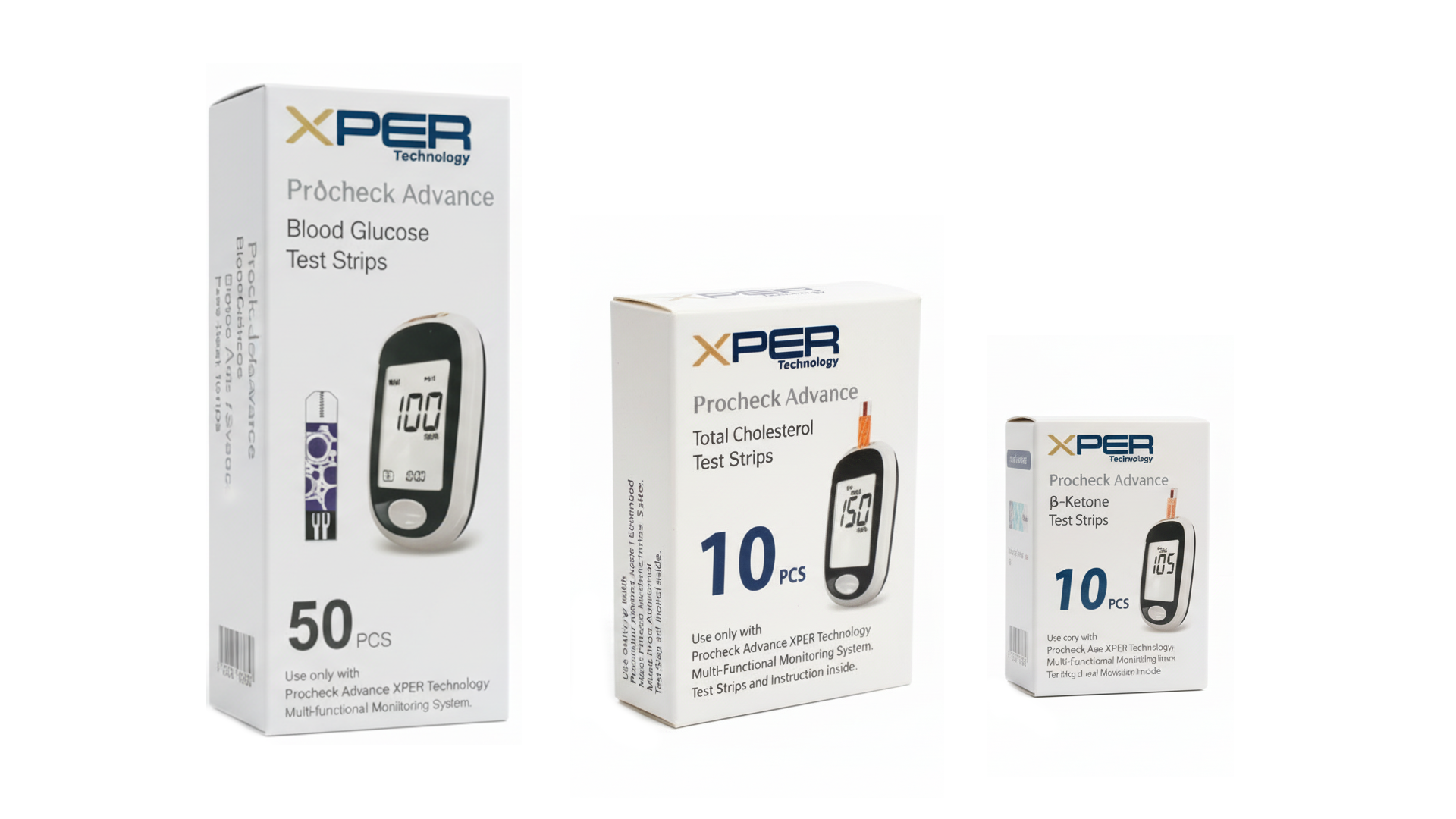 XPER Strip Combo Pack – Glucose, Ketone & Cholesterol Strips (70 Test Strips Total)