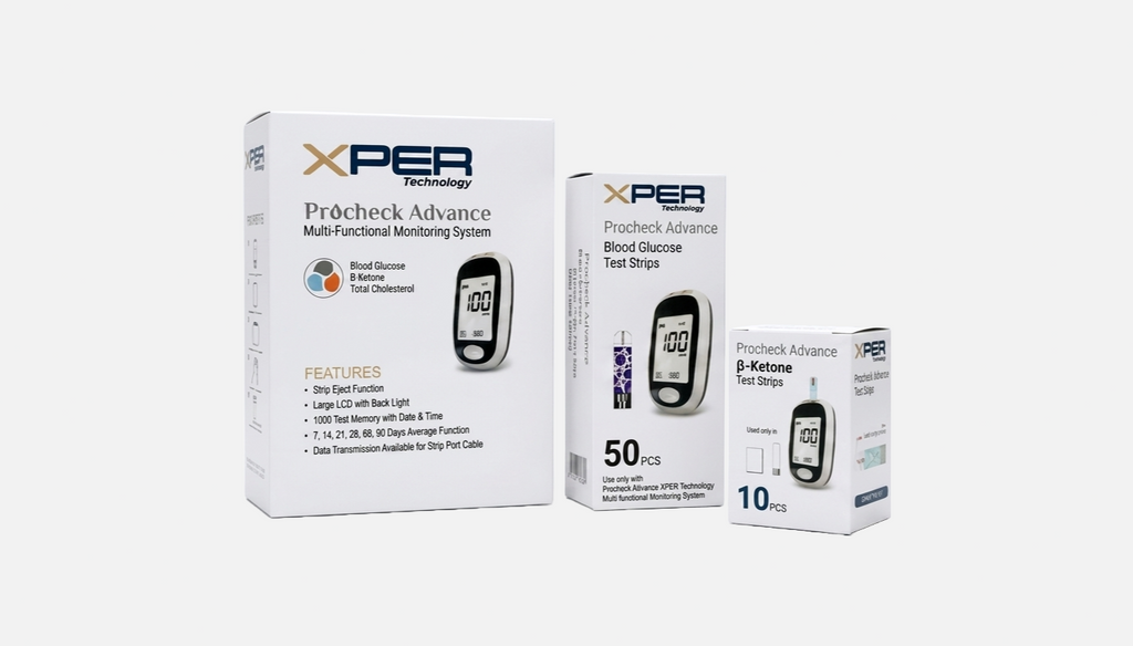 XPER 2-in-1 Glucose & Ketone Testing Kit | Diabetes Management Kit with 60 Strips