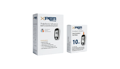 XPER Total Cholesterol Test Kit | Multi-Functional Monitor & 10